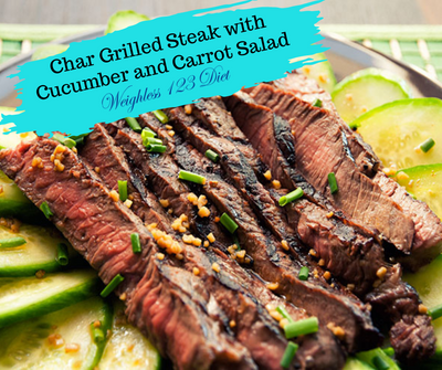 Char Grilled Steak with Cucumber and Carrot Salad