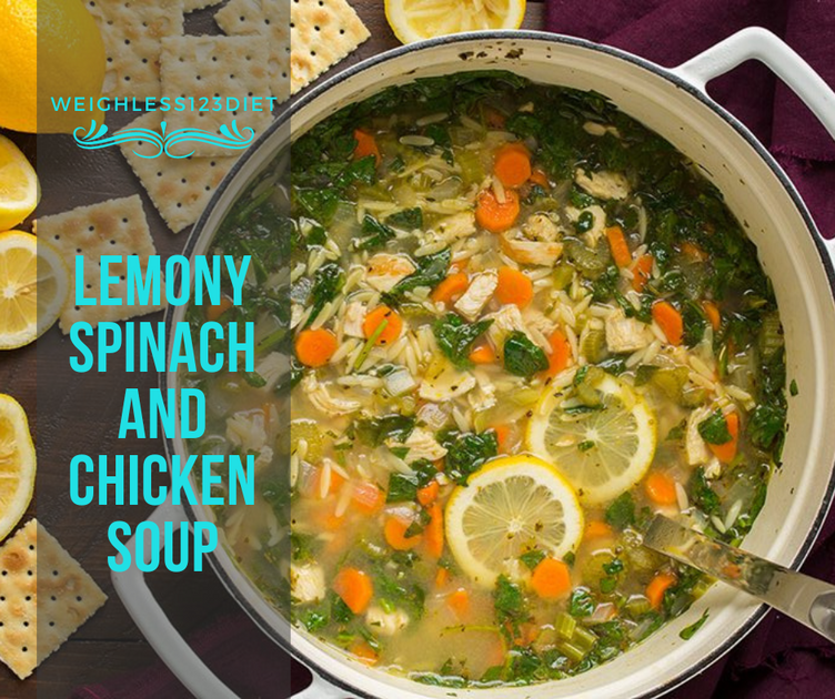 Lemony Spinach and Chicken Soup Weighless 123 Diet